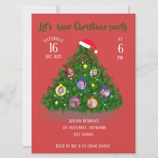 Familiefoto's op Kerstboom Kaart (Voorkant)