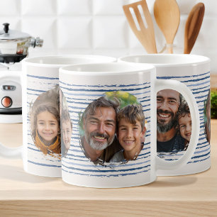 Familiefoto's op neutrale blauwe gestreepte mok me