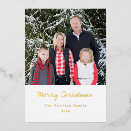 Familiefoto's Prettig Kerstfeest Elegant Modern Folie Feestdagenkaart
