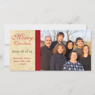 Familiefoto's  Prettig Kerstmis Perkament Feestdagenkaart