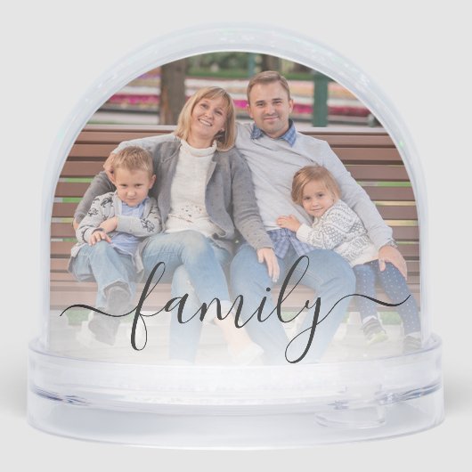 Familiefoto's Script Christmas Keepsake Custom Sneeuwbol (Achterkant)