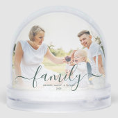 Familiefoto's Script Christmas Keepsake Custom Sneeuwbol (Achterkant)