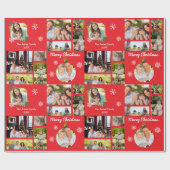 Familiefoto's Vrolijk kerstfeest gepersonaliseerd Cadeaupapier (Vlak)