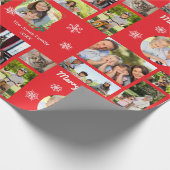 Familiefoto's Vrolijk kerstfeest gepersonaliseerd Cadeaupapier (Hoek)