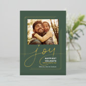 Familiefotoscript Joy Christmas Folie Feestdagenkaart (Staand Voorkant)