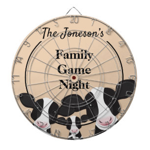 Familiegame Night Name Black White Cows Dartbord