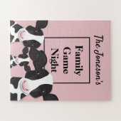 Familiegame Night Name Roze Black Koeien Legpuzzel (Horizontaal)