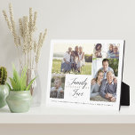 Familiegeneraties van Love Custom 5 Foto Collage Fotoplaat<br><div class="desc">Leg je herinneringen van je familie vast en laat ze zien met onze familie-generaties van op maat gesneden fotocollage plaque. Het ontwerp is voorzien van een vijf fotocollage met "Family Generations of Love", ontworpen in een elegant typografisch ontwerp. Pas de namen van uw familielid aan. Een speciale familiefoto-geheugencadeau voor verjaardagen,...</div>