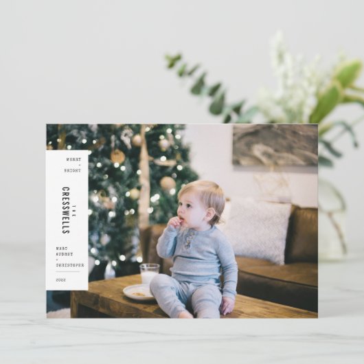 Familiegerichte kerstminimalistische esthetische f feestdagenkaart (Staand voorkant)