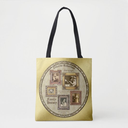 Familiegeschiedenis Antiek Fotoframes Gold Collage Tote Bag (Voorkant)