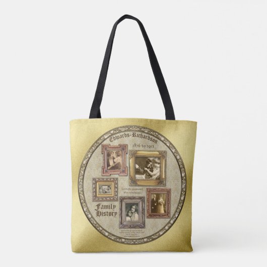 Familiegeschiedenis Antiek Fotoframes Gold Collage Tote Bag (Achterkant)
