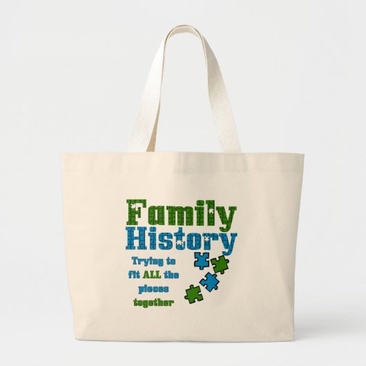 Familiegeschiedenis Puzzle Grote Tote Bag (Voorkant)