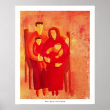Familiegezeten Hedendaags Portret Kunstprint