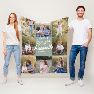 familiegift 8 foto kleinkind eenvoudige typografie fleece deken