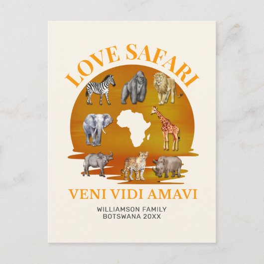 Familiegroep LOVE SAFARI Souvenir Briefkaart (Voorkant)