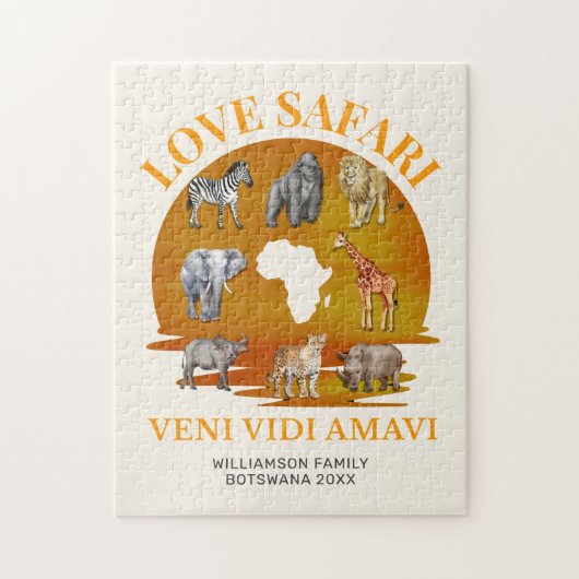 Familiegroep LOVE SAFARI Souvenir Legpuzzel (Verticaal)