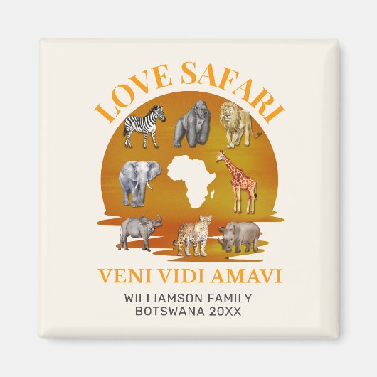 Familiegroep LOVE SAFARI Souvenir Magneet (Voorkant)