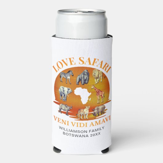 Familiegroep LOVE SAFARI Souvenir Seltzer Blikjeskoeler (Seltzer Voorkant)
