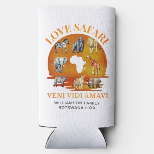 Familiegroep LOVE SAFARI Souvenir Seltzer Blikjeskoeler (Achterkant)