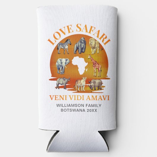 Familiegroep LOVE SAFARI Souvenir Seltzer Blikjeskoeler (Voorkant)