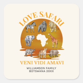 Familiegroep LOVE SAFARI Souvenir Vierkante Sticker