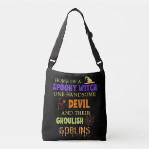 Familiehaalleen citaat met heks Devil spin Web Crossbody Tas