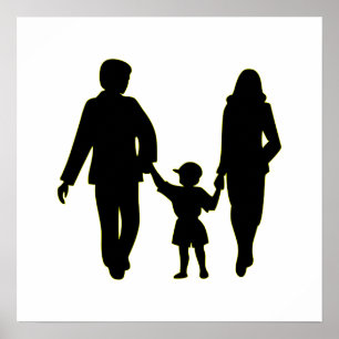 Familiehanden silhouette poster