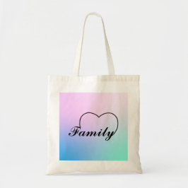Familiehart tegen een verlopende pastel achtergron tote bag