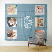 Familiehereniging aangepaste fotocollage monogram  wandkleed (In Situ (horizontaal))