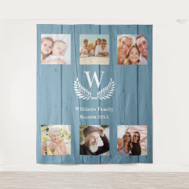 Familiehereniging aangepaste fotocollage monogram wandkleed