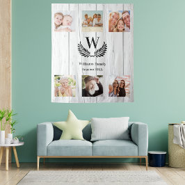 Familiehereniging aangepaste fotocollage monogram wandkleed