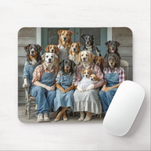 Familiehereniging van honden op de veranda van een muismat