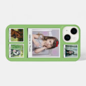 Familieherinneringen 4 foto Collage Pistache Groen iPhone Hoesje (Achterkant horizontaal)