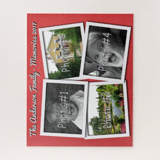 Familieherinneringen 4 x Aangepaste foto's Challen Legpuzzel (Verticaal)