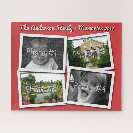 Familieherinneringen 4 x Aangepaste foto's Challen Legpuzzel (Horizontaal)