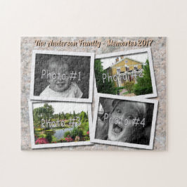 Familieherinneringen 4 x Aangepaste foto's op Rock Legpuzzel