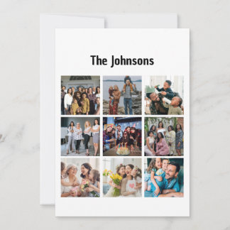 Familieherinneringen 9 Foto Raster Gepersonaliseer Kaart
