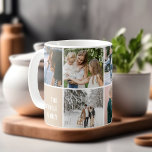 Familieherinneringen Eenvoudige fotocollage Koffiemok<br><div class="desc">Snip je ochtendkoffie of avondthee in de warme omhelzing van je dierbaarste herinneringen met onze foto-mok. Deze buitengewone mok is niet alleen een vat voor je favoriete drankjes, maar een reis door de geschiedenis van je familie, prachtig vastgelegd op 11 vierkante foto's en een speciaal plein gereserveerd voor je familienaam....</div>