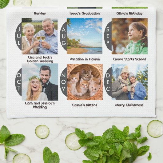 Familiejaar Fotogalerij 12 Afbeeldingen gepersonal Theedoek (Gevouwen)