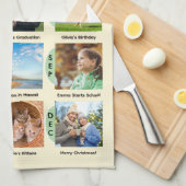 Familiejaar Galerij van 12 Foto's Cream Custom Theedoek (Quarter Fold)