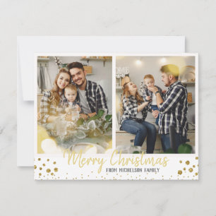 Familiekaart voor kerstmis Gold-Confetti Feestdagenkaart