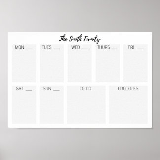 Familiekalender - Taken - Boodschappen - Week Poster