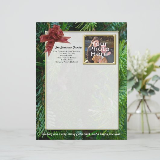 Familiekerstbrief, fotobriefje briefhoofd (Staand voorkant)