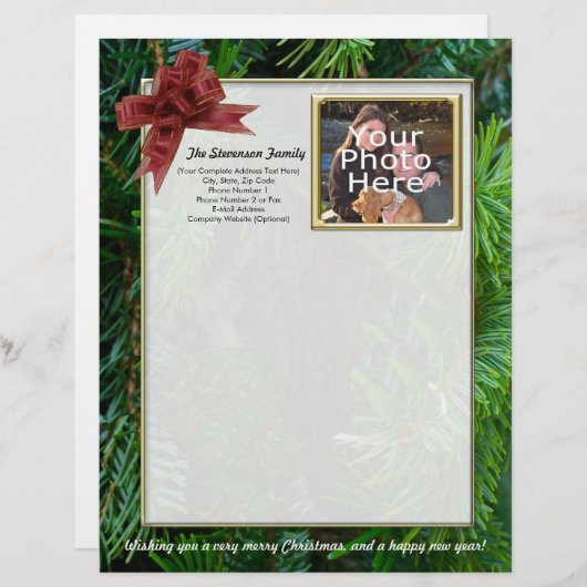 Familiekerstbrief, fotobriefje briefhoofd (Voorkant / Achterkant)