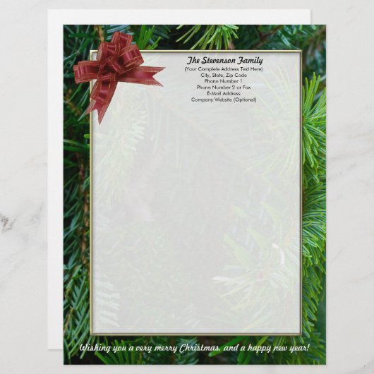 Familiekerstbrief, persoonlijk briefhoofd (Voorkant / Achterkant)