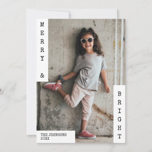 Familiekerstfoto Modern minimalistische foto Feestdagenkaart (Voorkant)