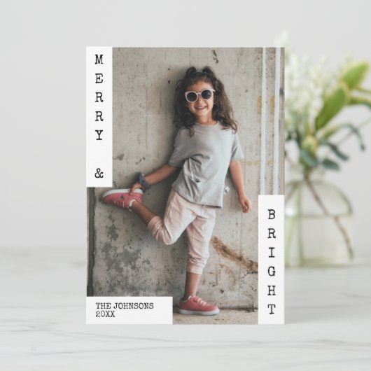 Familiekerstfoto Modern minimalistische foto Feestdagenkaart (Staand voorkant)
