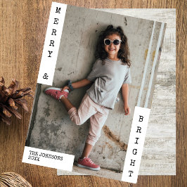 Familiekerstfoto Modern minimalistische foto Feestdagenkaart