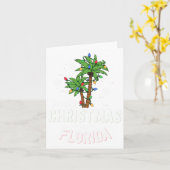 Familiekerstmis in Florida Palm Trees-strand Kaart (Gele Bloem)