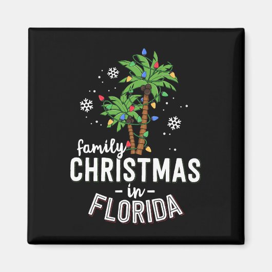 Familiekerstmis in Florida Palm Trees-strand Magneet (Voorkant)